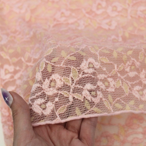 Y2K Coquette Pink Sheer Lace Floral Cami Top - Picture 3 of 6